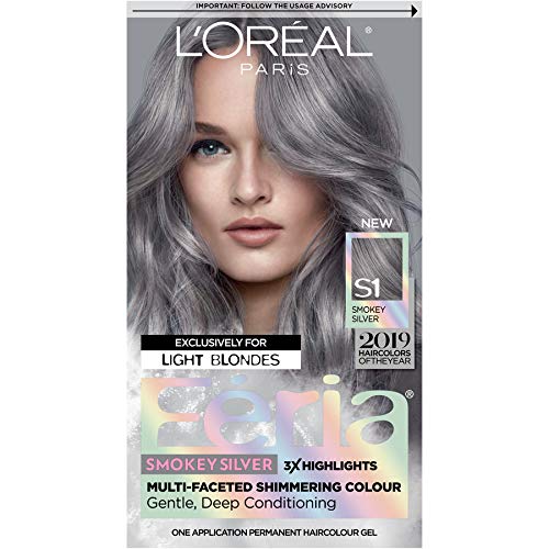 L'Oreal Paris Feria Multi-Faceted Shimmering Permanent Hair Color, Smokey Silver, Pack of 1, Hair Dye