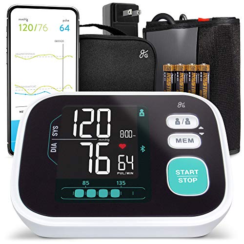 Greater Goods Smart Pro-Series Blood Pressure Monitor Bluetooth, Upper Arm Smart BPM with Large Backlit LCD, Premium Hardware