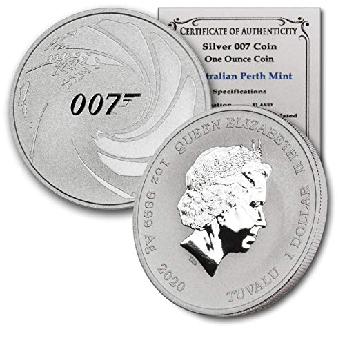 2020 TV 1 oz Silver James Bond 007 BU in CoinFolio Coin Flip w/COA $1 Brilliant Uncirculated
