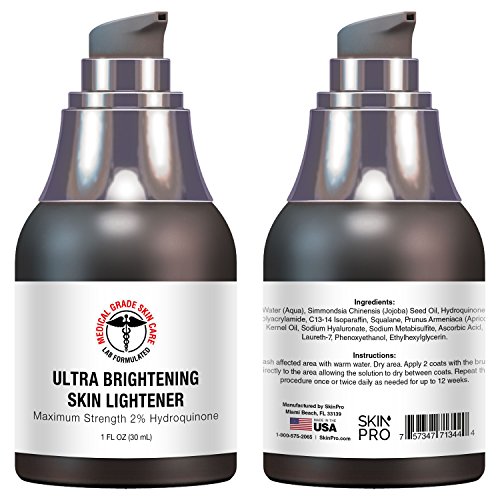 Hydroquinone Skin Lightener & Dark Spot Corrector - SkinPro Medical Grade Skin Care, Fades Uneven Skin Tone and Spots, Skin Lightening Cream for Face and Body