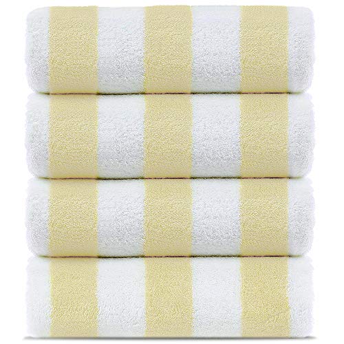Premium Quality 100% Cotton Turkish Cabana Thick Stripe Pool Beach Towels 4-Pack (Cream, 29x68 Inch)