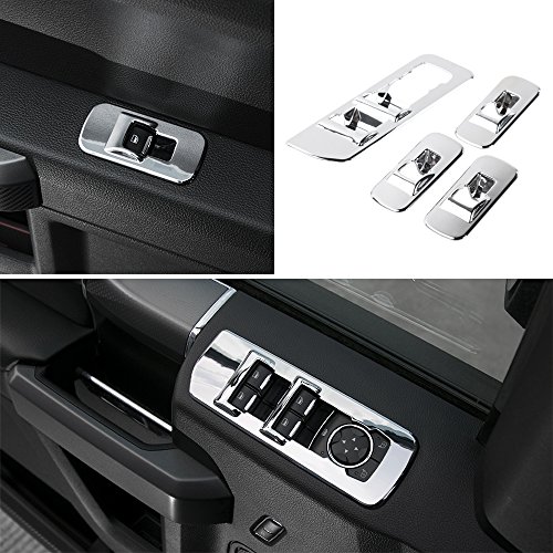 Voodonala Chrome Window Lift Panel Cover Switches Cover Trim for 2015 2016 2017 2018 Ford F150 Accessories