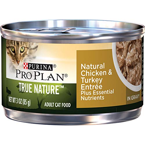 Purina Pro Plan Natural Gravy Wet Cat Food, TRUE NATURE Natural Chicken & Turkey Entree in Gravy - (24) 3 oz. Pull-Top Cans