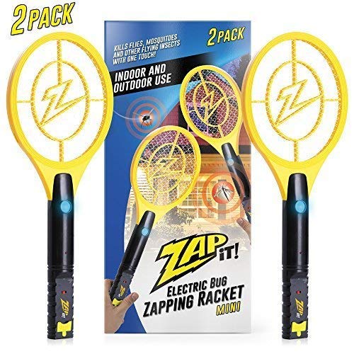 ZAP IT! Bug Zapper Twin-Pack Rechargeable Mosquito, Fly Killer and Bug Zapper Racket - 4,000 Volt - USB Charging, Super-Bright LED Light to Zap in The Dark - Safe to Touch