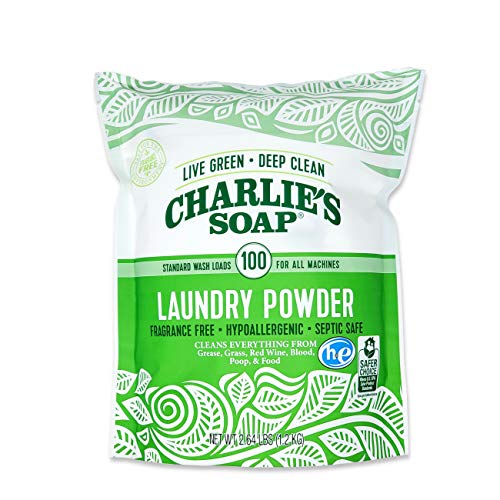 Charlie’s Soap Laundry Powder (100 Loads, 1 Pack) Fragrance Free Hypoallergenic Deep Cleaning Laundry Powder – Biodegradable Laundry Detergent That Is Both Safe and Effective…