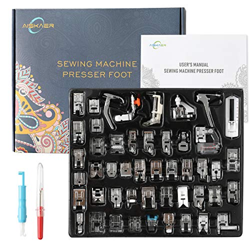 Aiskaer Professional 48pcs Sewing Machine Presser Feet Set for Brother, Babylock, Singer, Janome, Elna, Toyota, New Home, Simplicity, Kenmore,