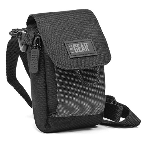 USA GEAR Binocular Case - Small Binocular Bag Compatible with Occer Compact Binoculars, Hontry Binoculars, POLDR Lightweight Travel Binoculars, SkyGenius, Aurosports and More Binoculars (Black)