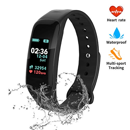 Fitness Tracker, Color Screen Activity Tracker with Blood Pressure Blood Oxygen,IP67 Waterproof Smart Watch with Heart Rate Sleep Monitor Calorie Counter Pedometer for Men, Women and Kids (black)