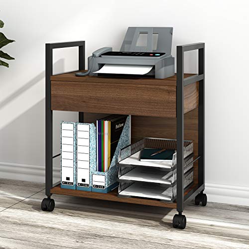 DEVAISE Mobile Printer Stand with Storage Drawer, Modern File Cabinet Printer Cart for Home Office