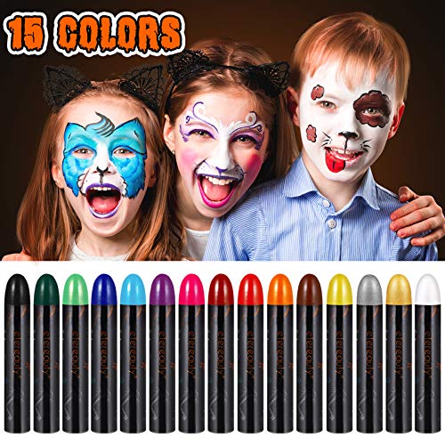Face Painting kits for Kids 15 Colors Face Paint Kit 2020 NewestNon-toxic Body Paints for Adults Washable Face Paint Crayons Halloween Makeup Kit Professional Safe for Birthday and Cosplay Party