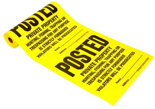 Hy-Ko Products TSR-100 Posted Private Property Tyvek Sign Roll 11' x 11' Yellow, 100 Pieces
