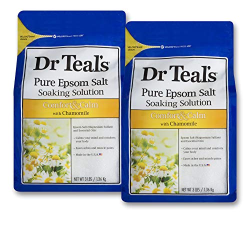 Dr. Teals Epsom Salt Soaking Solution, Chamomile, TWO 48OZ Bags, 6LB Total