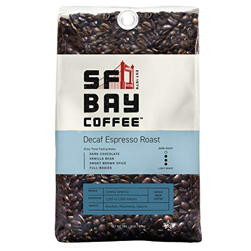 SF Bay Coffee DECAF Espresso Roast Whole Bean 2LB (32 Ounce) Dark Roast Natural Water Processed