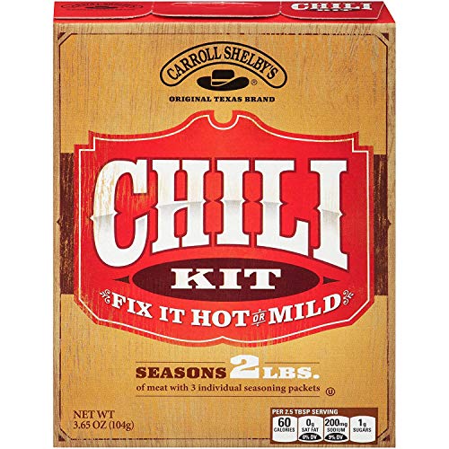 Carroll Shelby's Original Texas Chili Mix Kit, 3.65 Ounce Box, 8 count