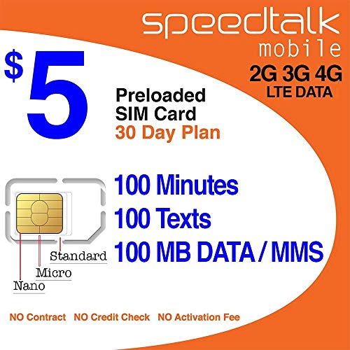 SIM Card with 1st Month Service - Standard Micro Nano - No Activation Fee No Contract - 30 Day Service
