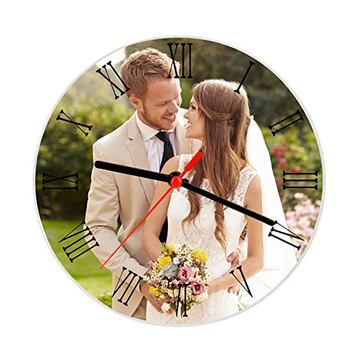 Battery Powered Round Clock Glass Custom Picture Frames Create Your Own Personalized Picture Frames DIY Custom Photo Wall Tabletop Frames Customized Sculptural Frames Holders, Xmas Gift