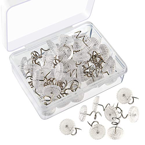 KUUQA Upholstery Twist Pins Clear Heads Bed Skirt Pin for Hold Slipcovers and Bedskirts Decoration, 50 Pcs