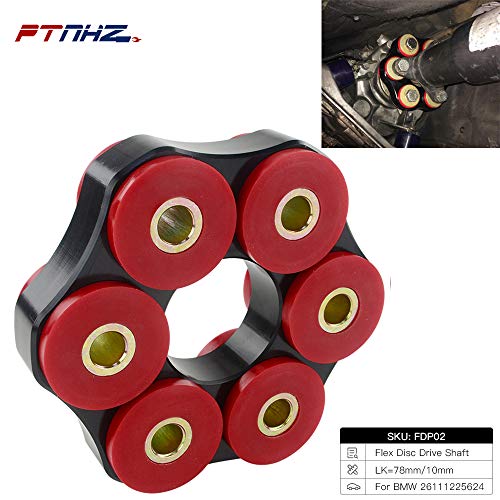 PTNHZ Manual Transmission Mount Flex Disc Drive Shaft Coupling Bushing Aluminum Polyurethane 85A Compatible for BMW E30 26111225624