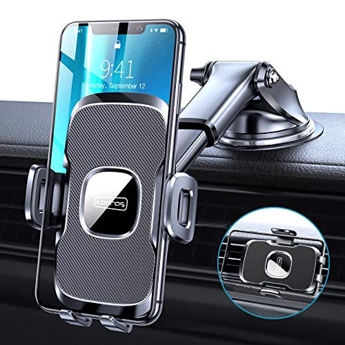 TORRAS [Ultra-Durable] Cell Phone Holder for Car, Universal Car Phone Mount Dashboard Windshield Vent Compatible with iPhone 11 Pro Max XS X XR 8 Plus SE, Samsung Galaxy S20+Ultra Note10 Plus & All