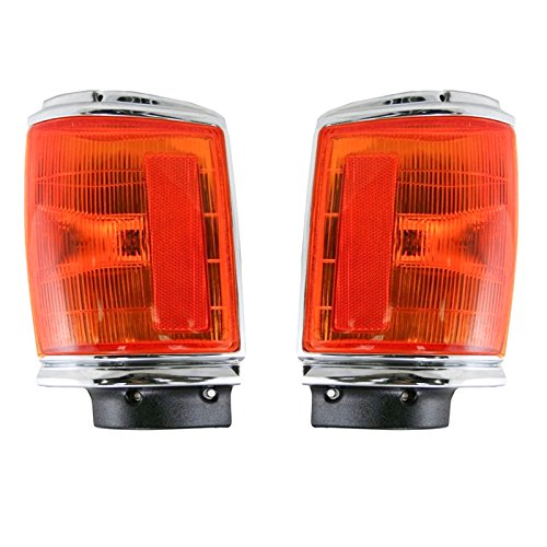 Chrome Marker Signal Corner Parking Light Pair Set for 87-88 Pickup Truck 2WD