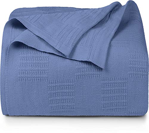 Utopia Bedding Premium Cotton Blanket King Wedgewood - Soft Breathable Thermal Blanket - Ideal for Layering Any Bed