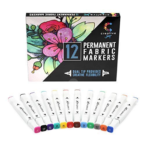 Fabric Markers with Permanent Brilliant Colors in Dual-Tipped Markers for Creating Washable Art and Lettering, Fabric Paints by Creative Joy