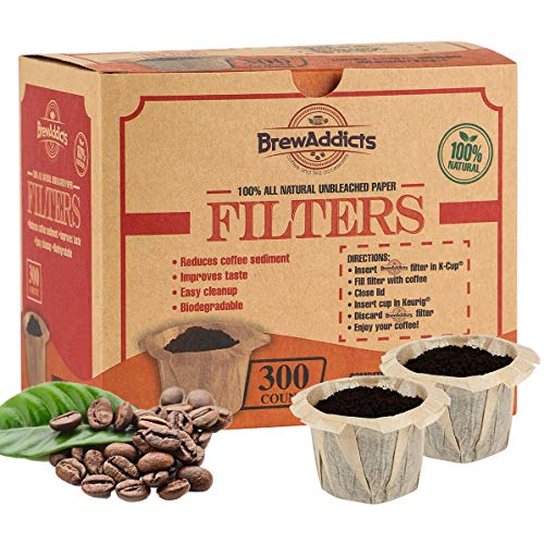 Brew Addicts Disposable K-cup Paper Coffee Filters | All-Natural & Unbleached Coffee Filter for Keurig Single Serve | Perfect Size & Quantity | 300 Count