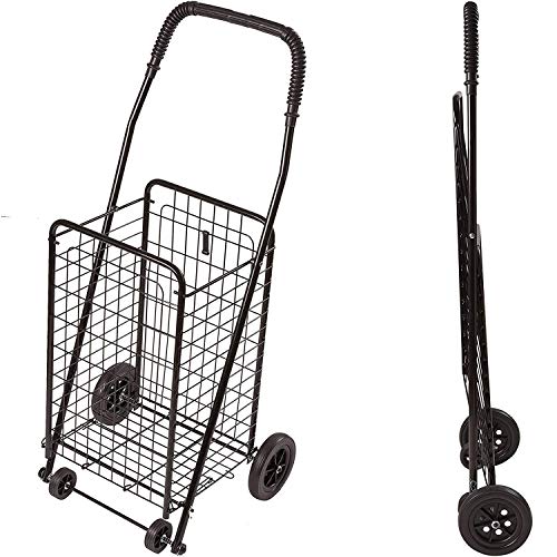 DMI Folding Utility Cart on Wheels, Shopping Trolley, Lighweight and Compact, Black