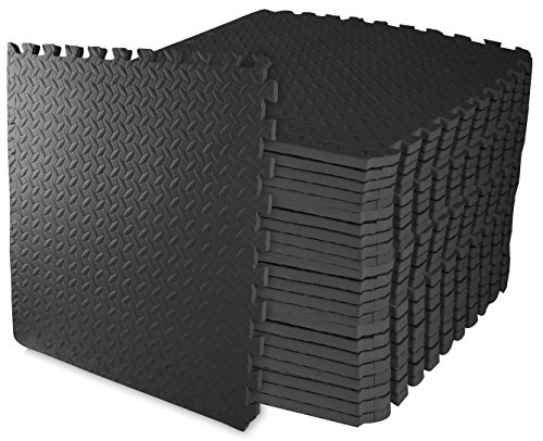 BalanceFrom Puzzle Exercise Mat with EVA Foam Interlocking Tiles (Black) (24 Peices Tiles)