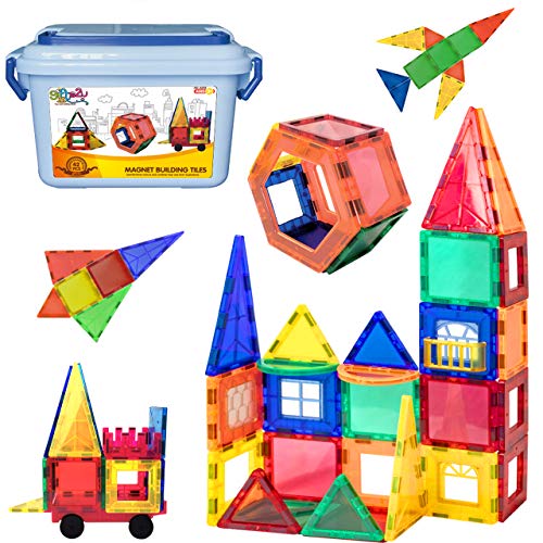 Gifts2U 42 PCS Magnetic Building Blocks for Kids with Storage Box Magnetic Tiles Building Set STEM Preschool Educational Construction Kit Magnet Stacking Toys Gift for Boys and Girls