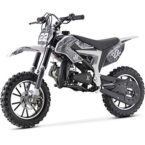 MotoTec 50cc Demon Kids Gas Dirt Bike 2-Stroke Motorcycle Pit Bike White