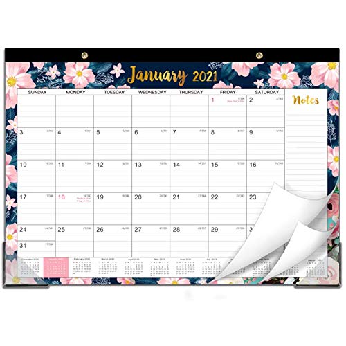 2021 Desk Calendar - 12 Monthly Desk/Wall Calendar, 12'' x 16.8', Monthly Wall Calendar, January 2021 - December 2021, Large Ruled Blocks, Perfect for Planning and Organizing Your Home or Office