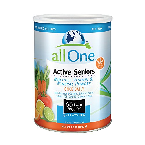 allOne Multiple Vitamin & Mineral Powder, For Active Seniors | Once Daily Multivitamin, Mineral & Amino Acid Supplement w/ 4g Protein | 66 Servings