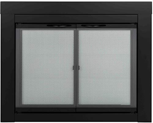 Pleasant Hearth AN-1011 Black Alpine Medium Cabinet-Style Fireplace Doors with Clear Tempered Glass