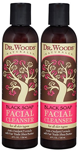 Dr. Woods Black Soap Liquid Facial Cleanser with Organic Shea Butter, 8 Ounce (Pack of 2)