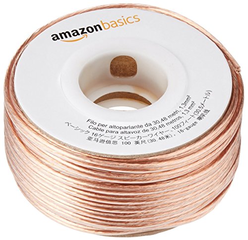 AmazonBasics 100ft 16-Gauge Audio Stereo Speaker Wire Cable, 100 Feet