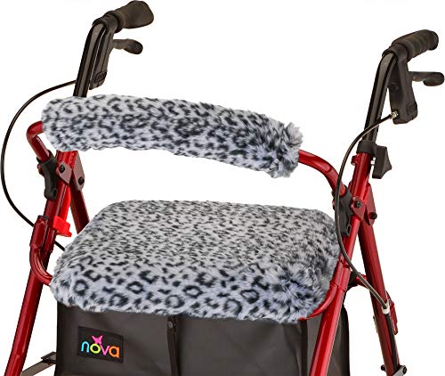 NOVA Medical Products NOVA Rollator Walker Seat & Backrest Cover Set, Removable and Washable, Faux Fur “Snow Leopard” Design