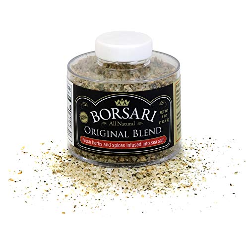 Borsari Original Seasoned Salt Blend -Gourmet Sea Salt With Herbs and Spices-Gluten Free All Natural Seasoning for Cooking - Multi-Use All Purpose Seasoning Salt With Garlic and Black Pepper- (4 oz)