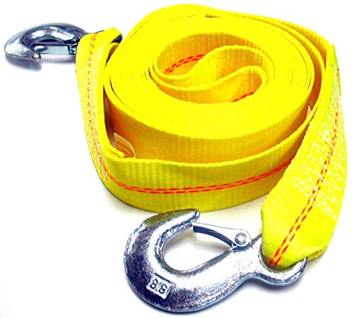 Hardware Factory Store HFS (R) 2' X 30', 4.5 Ton 2 Inch X 30 Ft. Polyester Tow Strap Rope 2 Hooks 10,000lb Towing Recovery