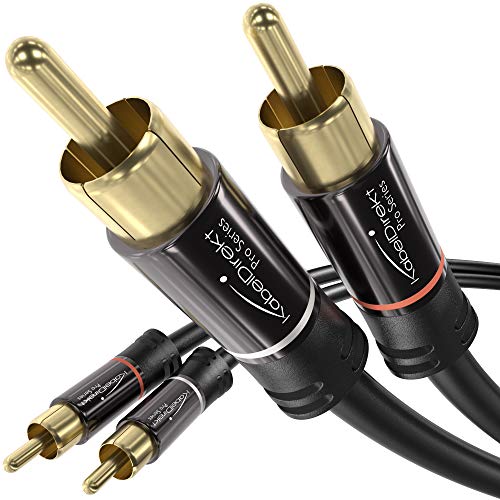 KabelDirekt RCA Stereo Cable, Cord (3 feet Short, Dual 2 x RCA Male to 2 x RCA Male Audio Cable, Digital & Analogue, Double-Shielded, Pro Series) Supports (Amplifiers, AV Receivers, Hi-Fi)