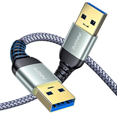 2 Pack AINOPE USB 3.0 A to A Male Cable 6.6FT+6.6FT,USB 3.0 to USB 3.0 Cable [Never Rupture] USB Male to Male Cable Double End USB Cord Compatible with Hard Drive Enclosures, DVD Player, Laptop Cool