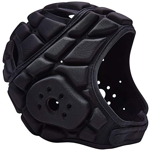 COOLOMG Soft Padded Headgear 7v7 Soft Shell Head Protector Goalkeeper Adjustable Soccer Goalie Helmet Support Rugby Flag Football Helmet Youth