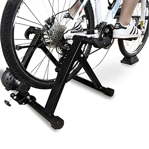 BalanceFrom Bike Trainer Stand Steel Bicycle Exercise Magnetic Stand with Front Wheel Riser Block, Black