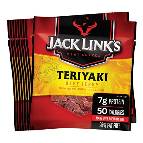 Jack Link’s Beef Jerky 20 Count Multipack, Teriyaki, 0.625 oz. Bags – Flavorful Meat Snack for Lunches, Ready to Eat – 7g of Protein, Made with 100% Beef – No Added MSG or Nitrates/Nitrites