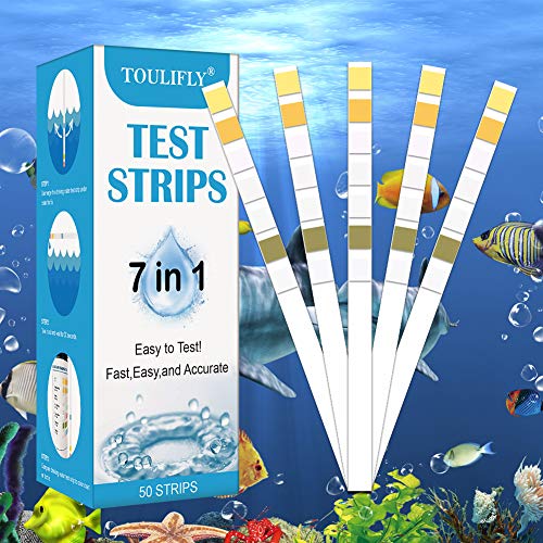 Aquarium Test Strips,Aquarium Test Kit,7-Way Water Test Strips for Saltwater Freshwater,Aquarium Test Strips Freshwater,Test Total Chlorine,Bromine,Hardness,Free Chlorine,pH ,Nitrite,Total Alkalinity