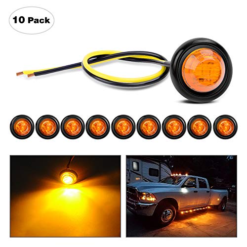 Nilight TL-03 10 PCS 3/4” Round LED Front Rear Side Indicator Bullet Marker Light for Truck RV Car Bus Trailer Van Caravan Boat (12V, Amber), 2 Years Warranty