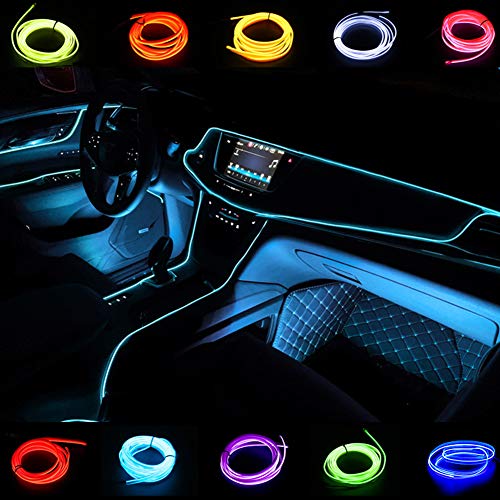 USB Neon Light Tube 2M/6FT El Wire Led Flexible Light Strip for Cars DC 5V Neon Atmosphere Glowing Strobing Electroluminescent Light Glowing Neon Lights (Ice Blue)