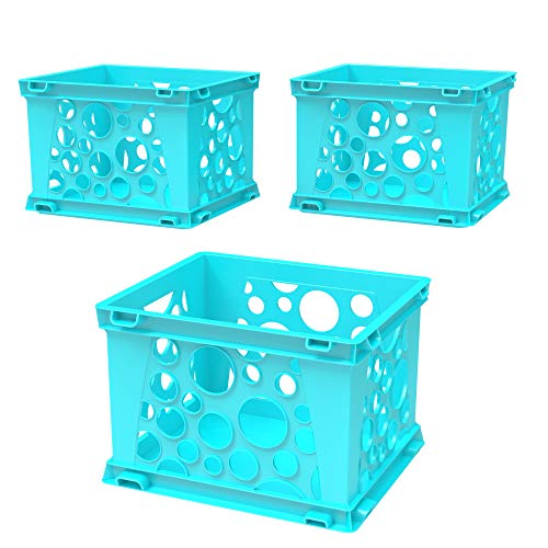 Storex Mini Crate, 9 x 7.75 x 6 Inches, School Teal, Case of 3 (61634U03C)