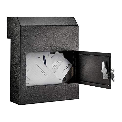 AdirOffice AdirOffice Door Drop Box - Through-The-Door Safe Locking Drop Box - Door Mail Slot (Black)