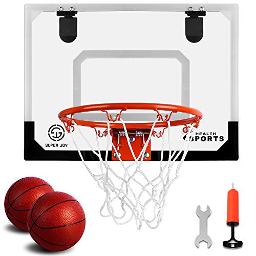 Super Joy Pro Indoor Mini Basketball Hoop Over The Door - Wall Mounted Basketball Hoop Set with Complete Accessories - Basketball Toy for Kids & Adults